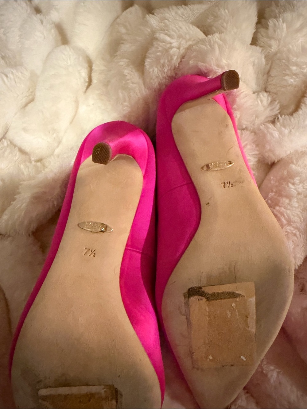 Badgley Mischka Hot Pink Satin Pointed Toe Jeweled Pumps - Picture 6 of 6